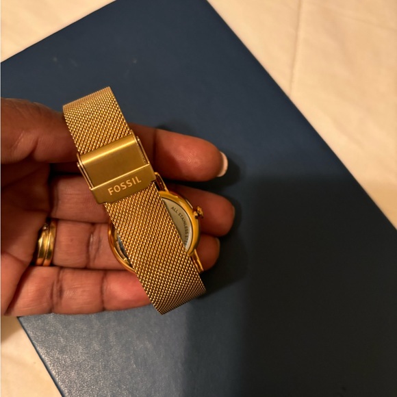 Unisex Women's 34mm Rose Gold Tone Fossil Watch, Black Face, Mesh Band, ES4405 - Picture 3 of 9